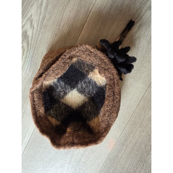 La Fenice Fine Hats Wool Blend Plaid Beret With Floral Accent Made In Italy - Picture 4 of 6